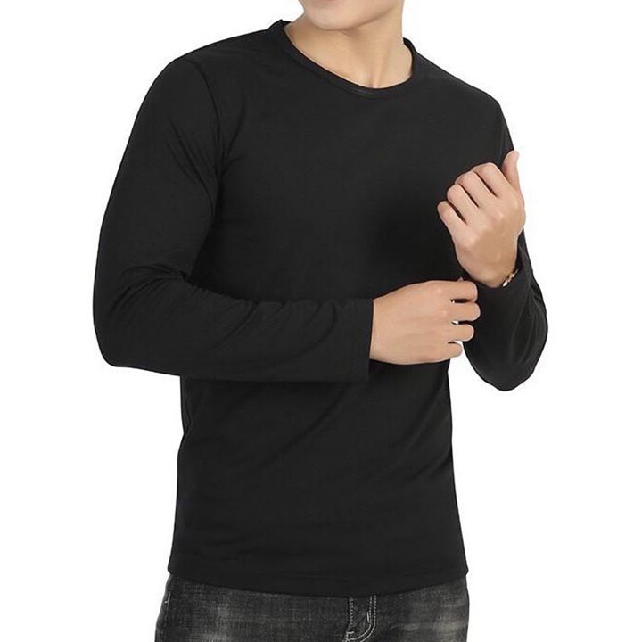 Áo thun áo phông nam thu đông dài tay không cổ, chất co giãn nhẹ | BigBuy360 - bigbuy360.vn