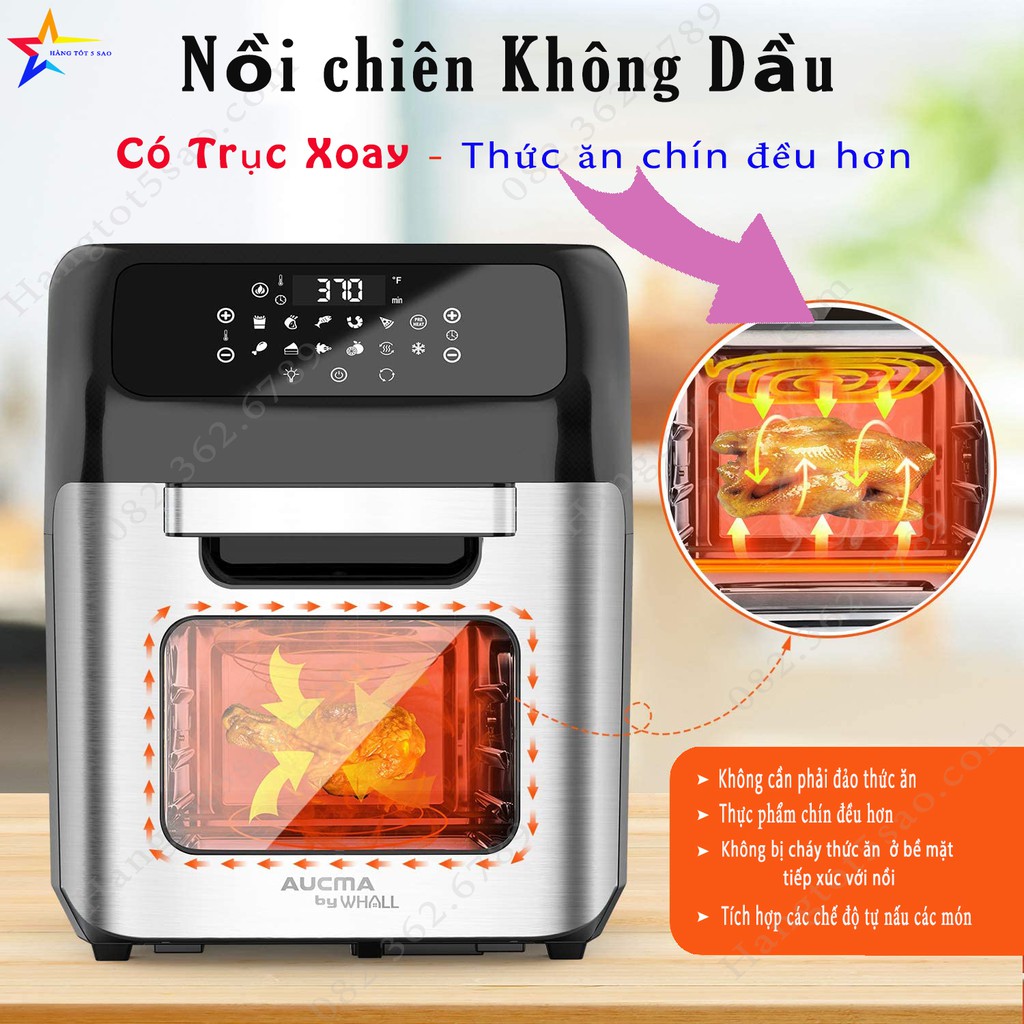 [BẢO HÀNH 12 THÁNG] Nồi Chiên Không Dầu, Lò Nướng Có Trục Quay Dung Tích Lớn 12L