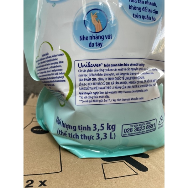 Nước giặt Surf hương sương mai 3,5kg(Mầu Xanh)