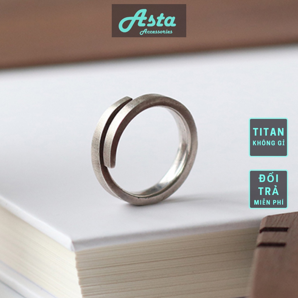 Nhẫn nam nữ tròn Asta Accessories màu bạc thời trang chất Titan đẹp đơn giản không gỉ - Nhẫn San Ring