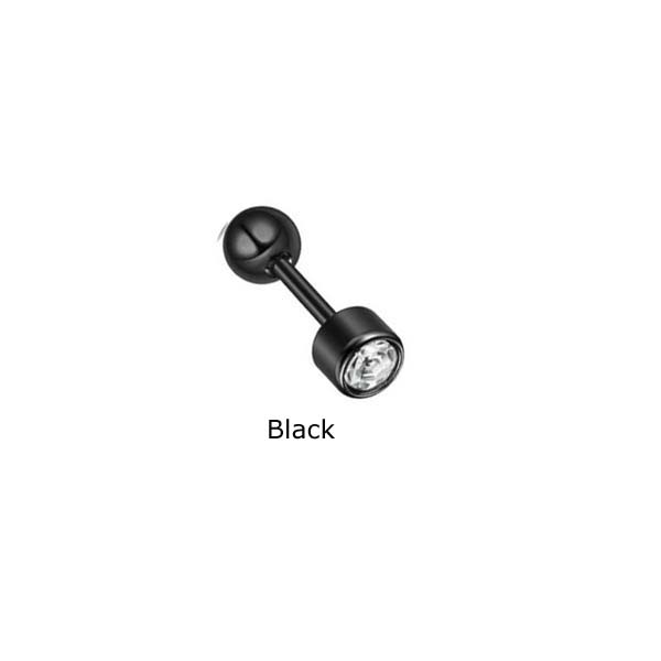 Khuyên tai bằng thép không gỉ dài 8mm đính ngọc nhân tạo zircon thời trang
