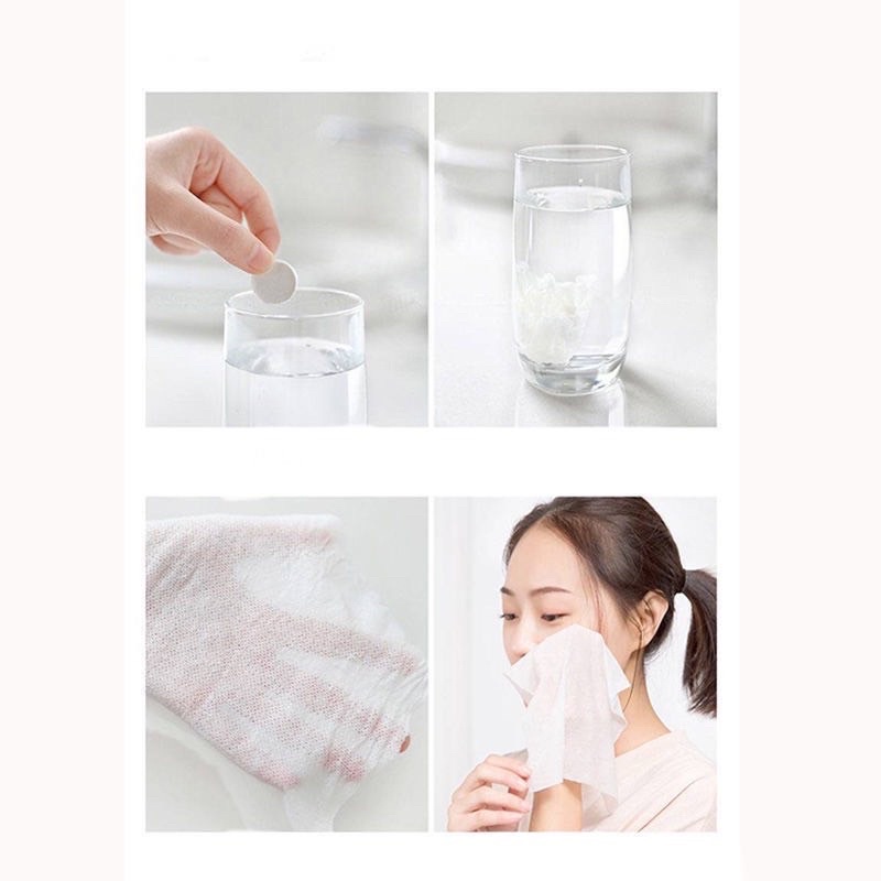 Combo 10 Khăn Giấy Nén Dạng Viên Kẹo Dùng Lau Mặt 1 Lần Tiện Dụng