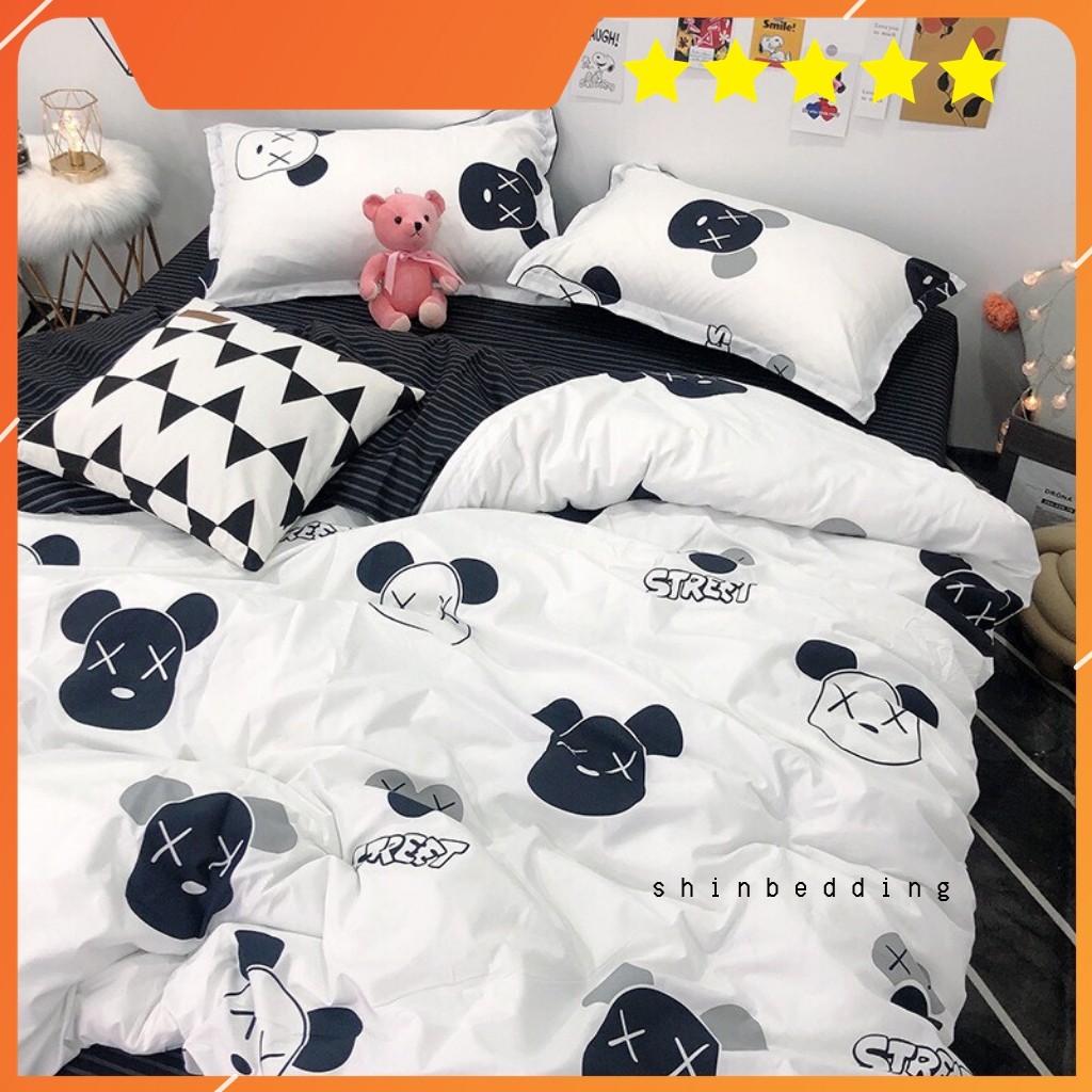 Set Chăn Ga Kaws Trắng Cotton Poly Độc Chất Bền Đẹp (Shinbedding.shop)