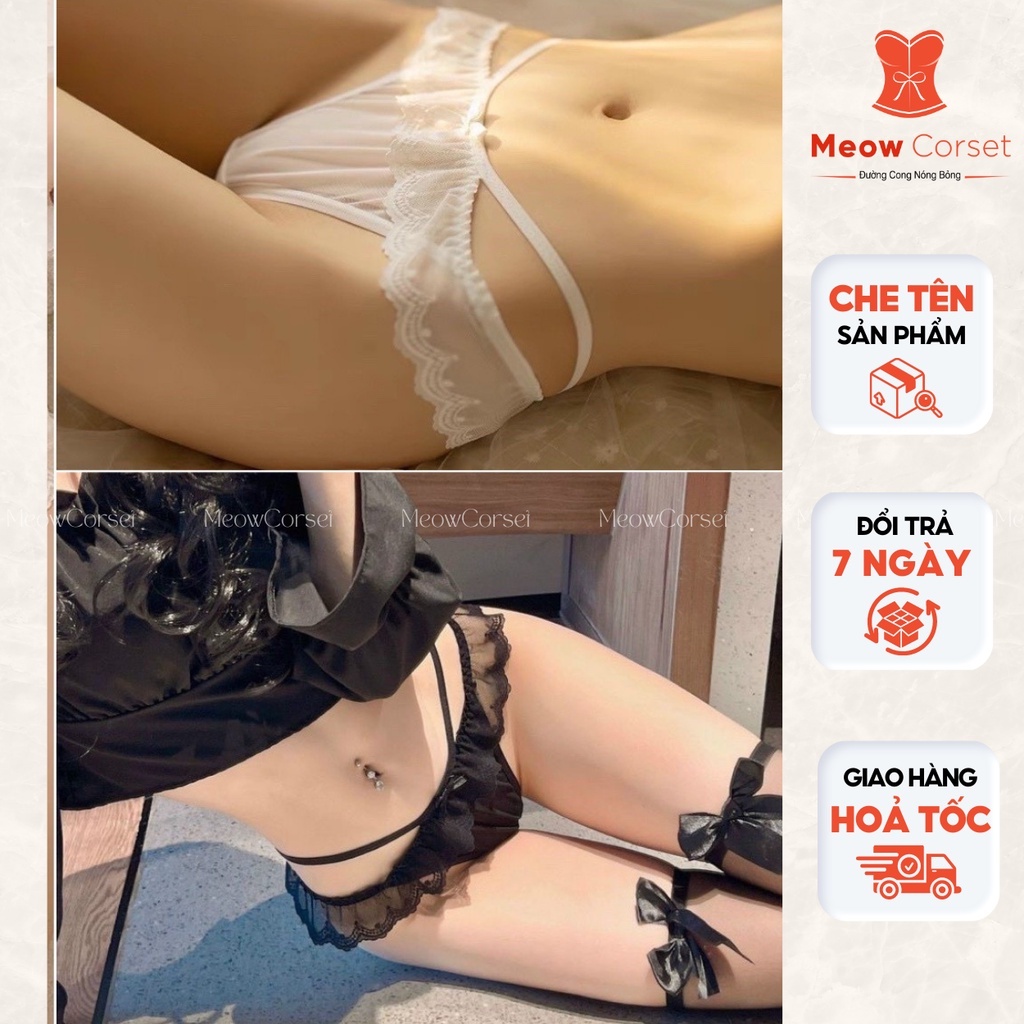 Quần lót lọt khe ren bèo cạp dây sexy C806 [MEOW Corset]