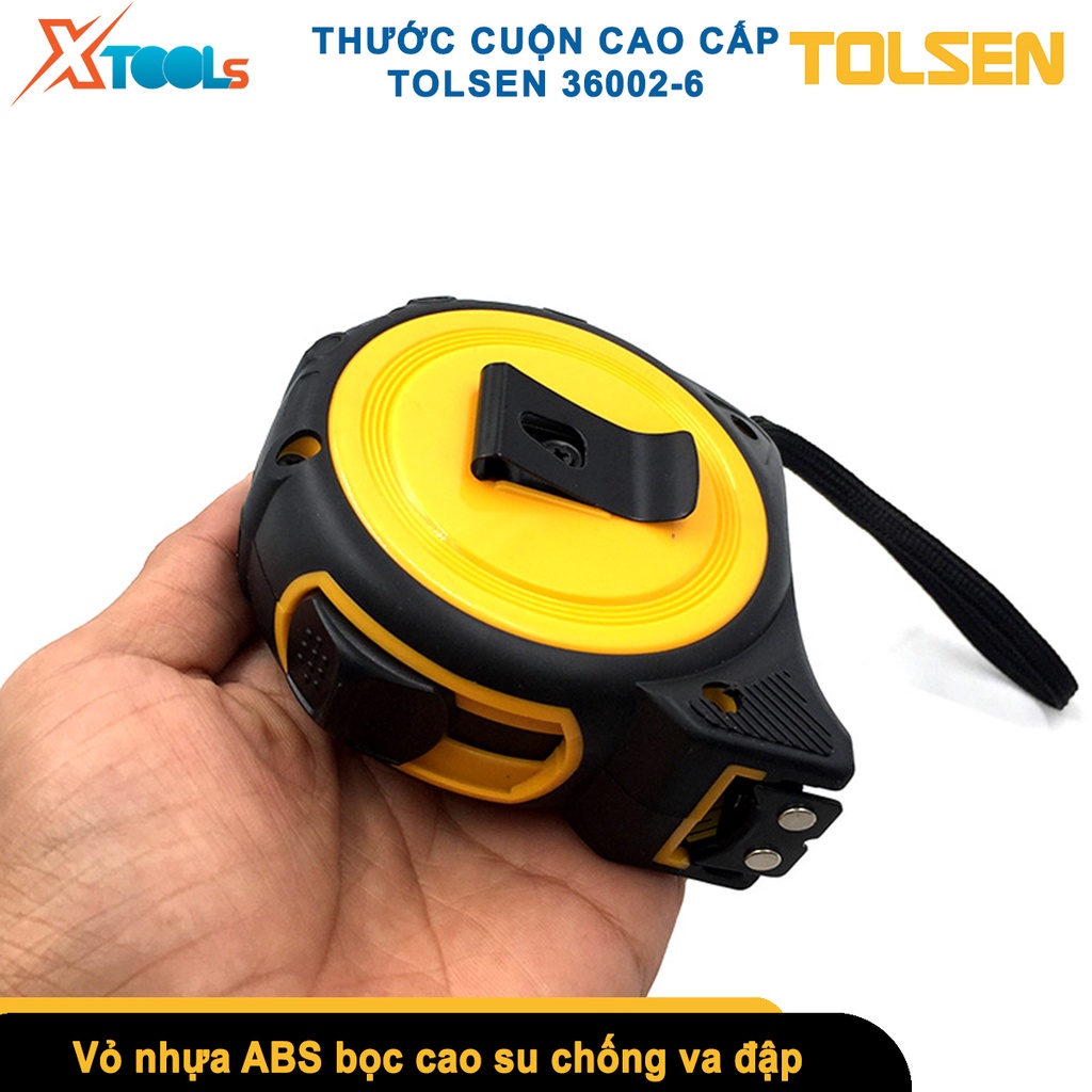 Thước cuộn thép nền vàng công nghiệp TOLSEN 3m-10m, thước dây cuốn tự động chất liệu ABS cứng chắc [CHÍNH HÃNG][XTOOLS]
