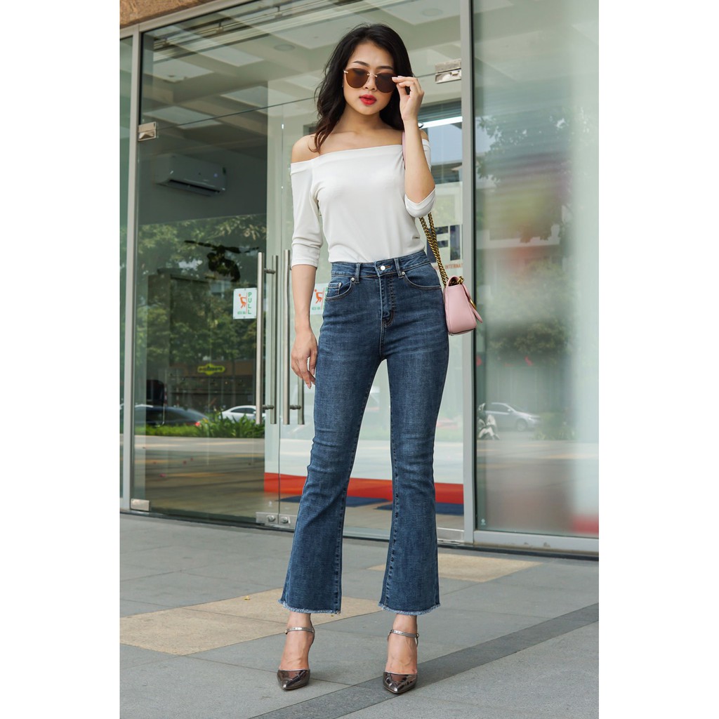 Quần jean nữ lưng cao jean ống loe siêu hot | BigBuy360 - bigbuy360.vn