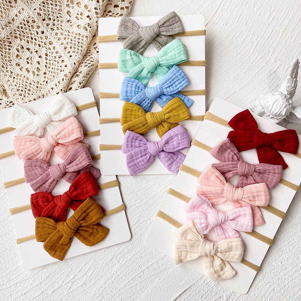 KIDSBOWS Set 5 Dây Cột Tóc Thắt Nơ Dễ Thương Cho Bé Gái Sơ Sinh