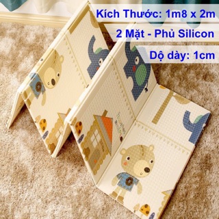 Thảm trải sàn xốp XPE 2 mặt phủ Silicone Hàn Quốc mẫu đẹp chống thấm tuyệt đối kèm túi 1m8x2m