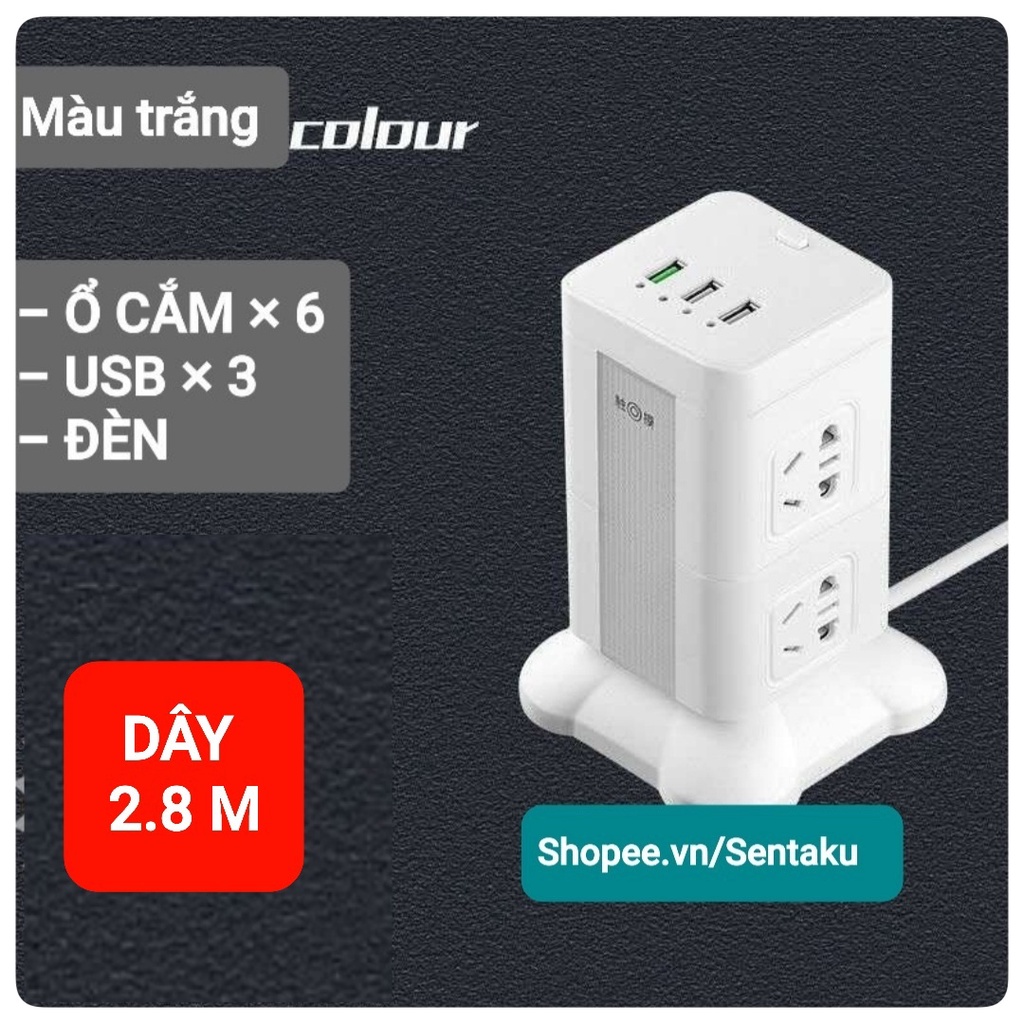 Ổ cắm điện cao cấp USB đèn bàn thông minh, đa năng tiêu chuẩn Anh - Sentaku