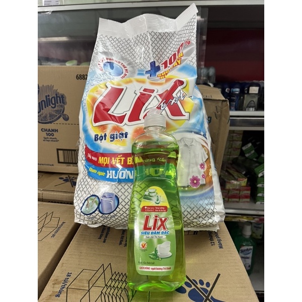 BỘT GIẶT LIX EXTRA HƯƠNG HOA 5,5kg TẶNG NƯỚC RỬA CHÉN LIX TRÀ XANH 400g
