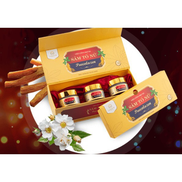Sâm Tố Nữ Puecolazen Viên Uống Đẹp Da - Mờ Nám - Tăng Kích Thước Vòng 1 Tặng Băng Đô Tai Mèo + Vòng Tay Tỳ Hưu Đen