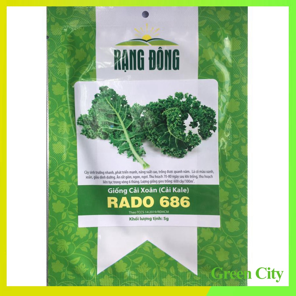 Hạt giống Cải Xoăn  RADO 686,hạt giống chắc khỏe, tỉ lệ nẩy mầm cao - Green City