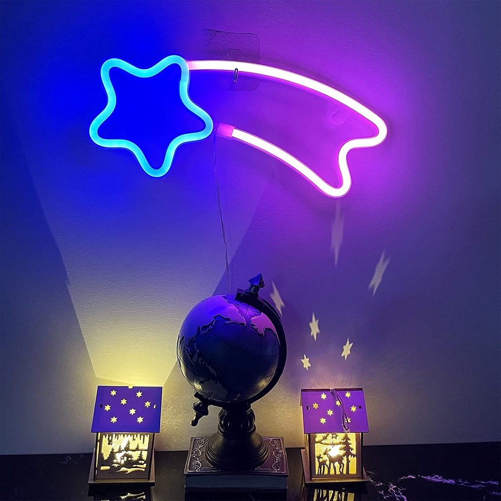 Meteor Neon Lights Meteor Neon Signs Neon Wall Signs Light Art cho phòng ngủ gia đình, văn phòng, đá