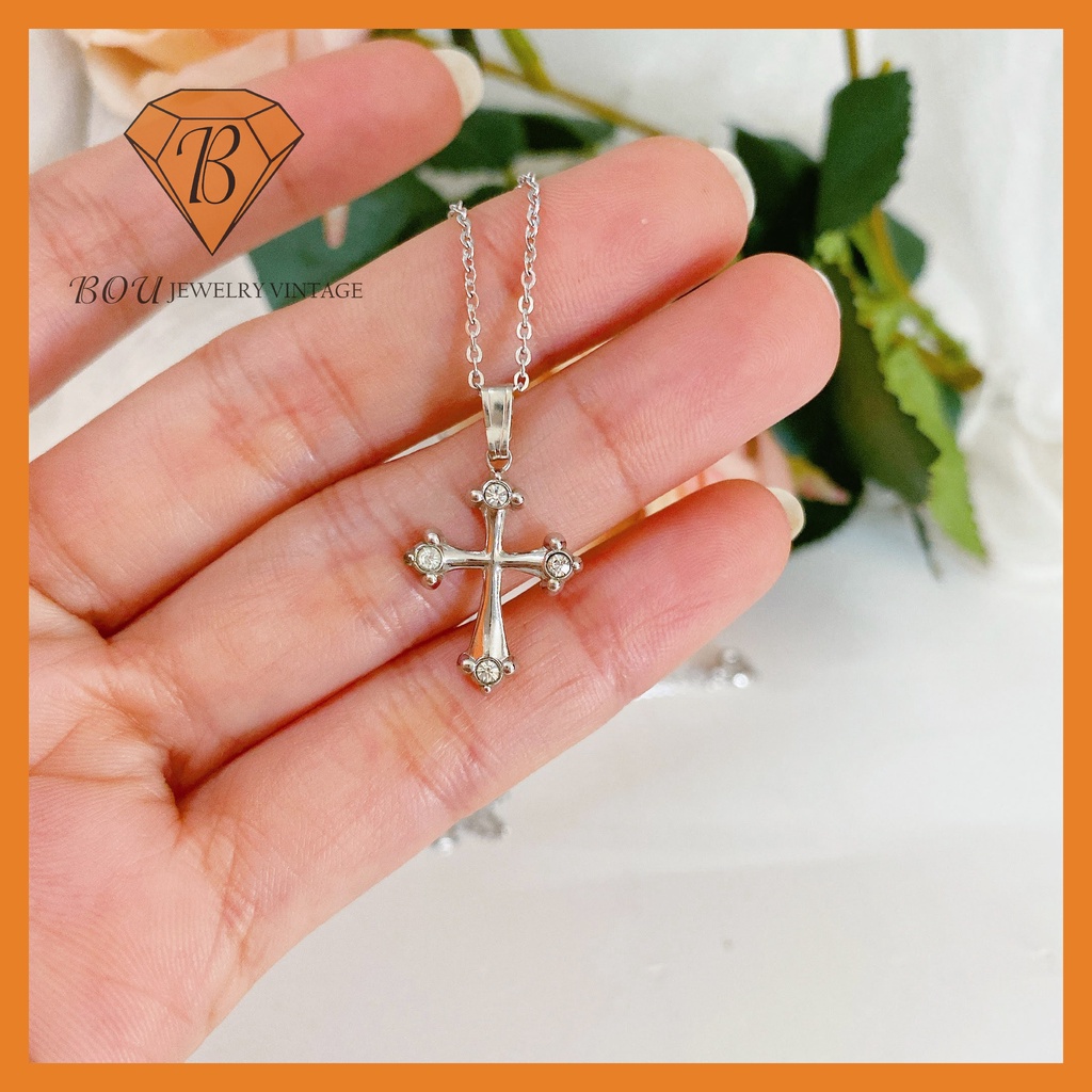 DÂY CHUYỀN MẶT THÁNH GIÁ SECONDHAND TRANG SỨC SI NHẬT BẢN BOU JEWELRY VINTAGE MÃ VC379