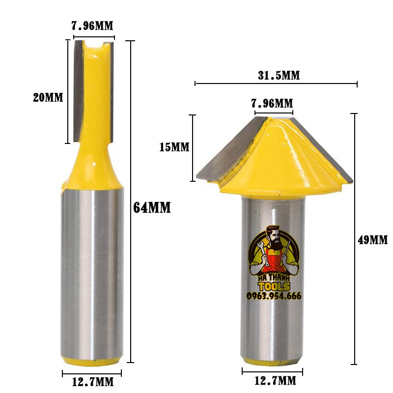 Bộ 2 Mũi Phay Gỗ Ghép Nan Cửa Độ Dày 5 - 25mm