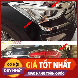 Bộ ốp viền đèn pha, hậu xe Hyundai Santafe 2019 mạ crom cao cấp