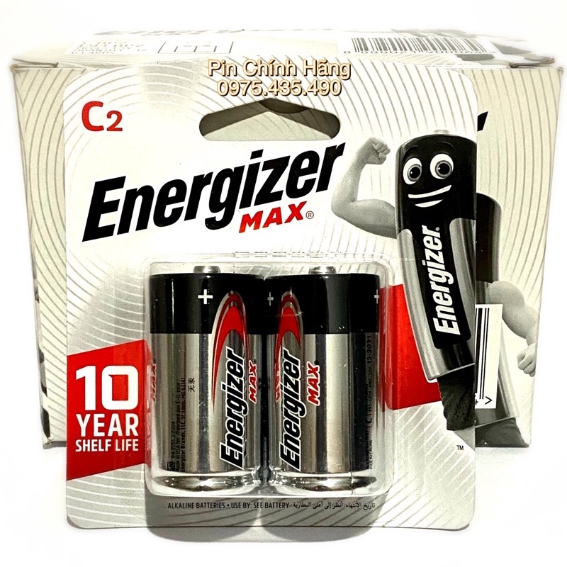 Combo 5 Vỉ pin Trung C Energizer Max E93 BP2 Chính Hãng Vỉ 2 Viên