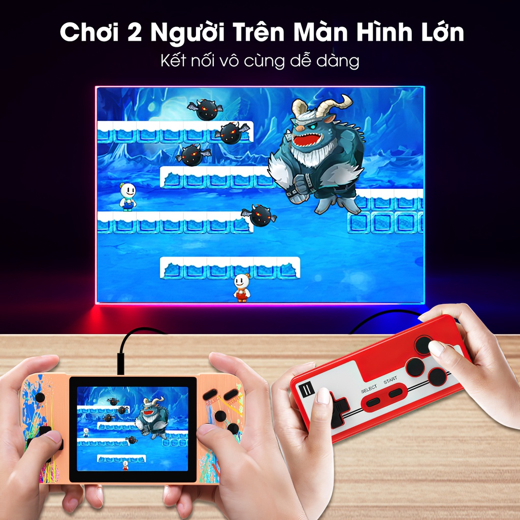 Máy chơi game cầm tay G3 Plus 1000 game cổ điển, Màn hình sắc nét, tinh xảo, âm thanh sống động, Sạc Pin nhanh, D9 shop