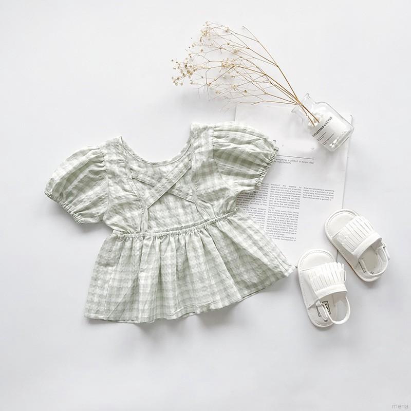 Áo thun tay ngắn in họa tiết kẻ sọc kiểu Nhật xinh xắn cho bé gái