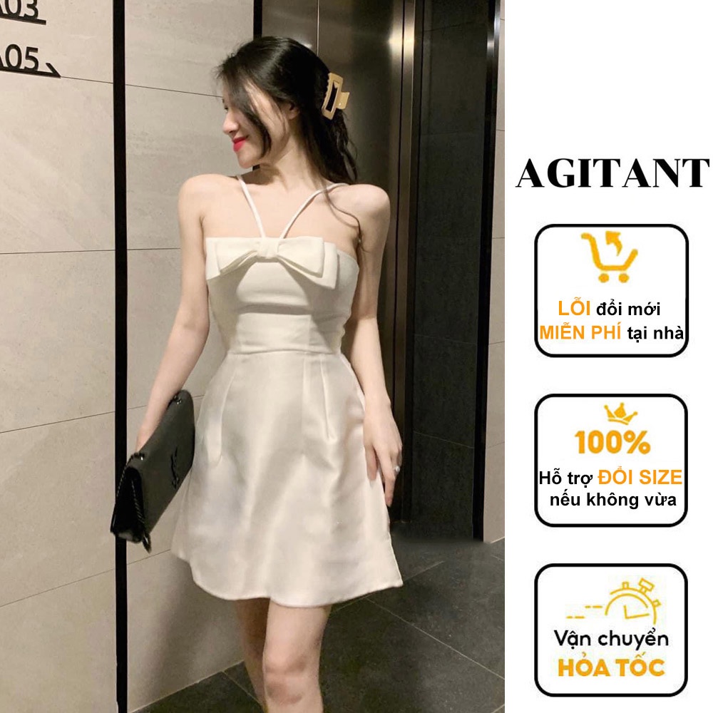 Đầm nữ cúp ngực nơ AGITANT chất tafta, đệm ngực 2 lớp lên đồ sang trọng tự tin dạo phố, đi tiệc - CN135