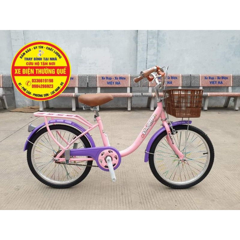 Xe đạp bánh 20inh Vinabike nữ gióng ( Hồng Kem ) < Ráp Sẵn >