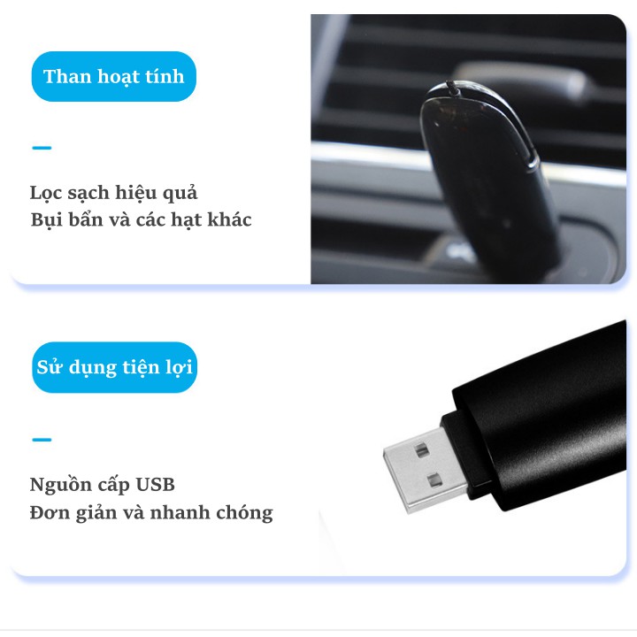 [Phụ kiện bên trong ô tô] Máy khử mùi ô tô cung cấp ion âm dạng USB tiện dụng EP204