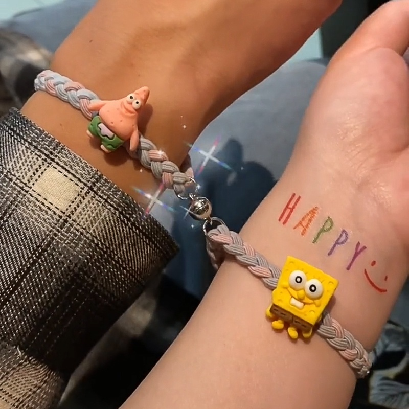 Bộ 2 vòng đeo tay có nam châm hút nhau họa tiết SpongeBob đa dạng tùy chọn phong cách Hàn Quốc cho nam và nữ | BigBuy360 - bigbuy360.vn