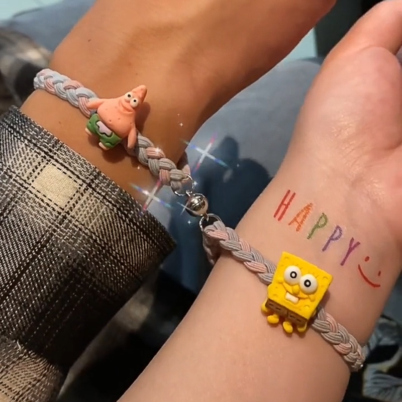 Bộ 2 vòng đeo tay có nam châm hút nhau họa tiết SpongeBob đa dạng tùy chọn phong cách Hàn Quốc cho nam và nữ | WebRaoVat - webraovat.net.vn