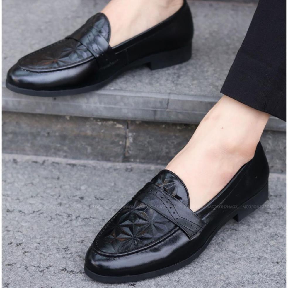 Giày Lười Nam Da Lì Dập Vân 3D Siêu Bền [ Bảo Hành 3 Tháng ] Mã G012 | BigBuy360 - bigbuy360.vn