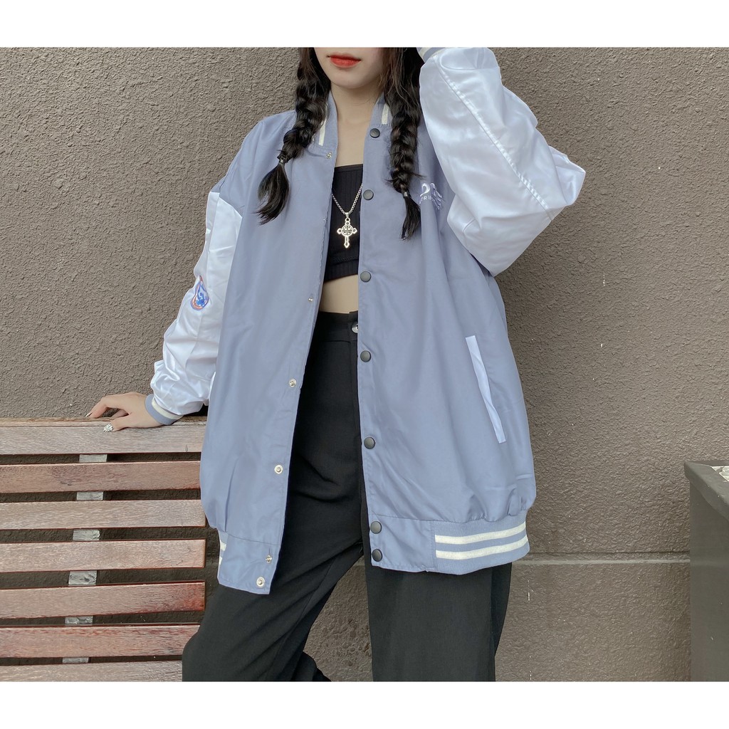 áo khoác bomber nữ [Mã FAGREEN245 giảm 10% tối đa 30K đơn 99K] Áo khoác bomber jacket BADGE unisex HOMIES nút gài