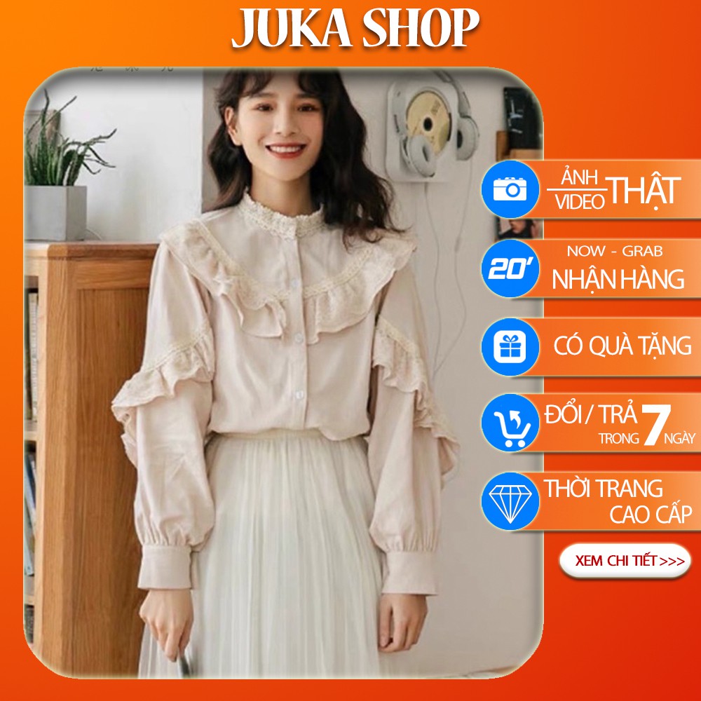 Áo babydoll tay dài viền bèo xinh xắn Juka Shop