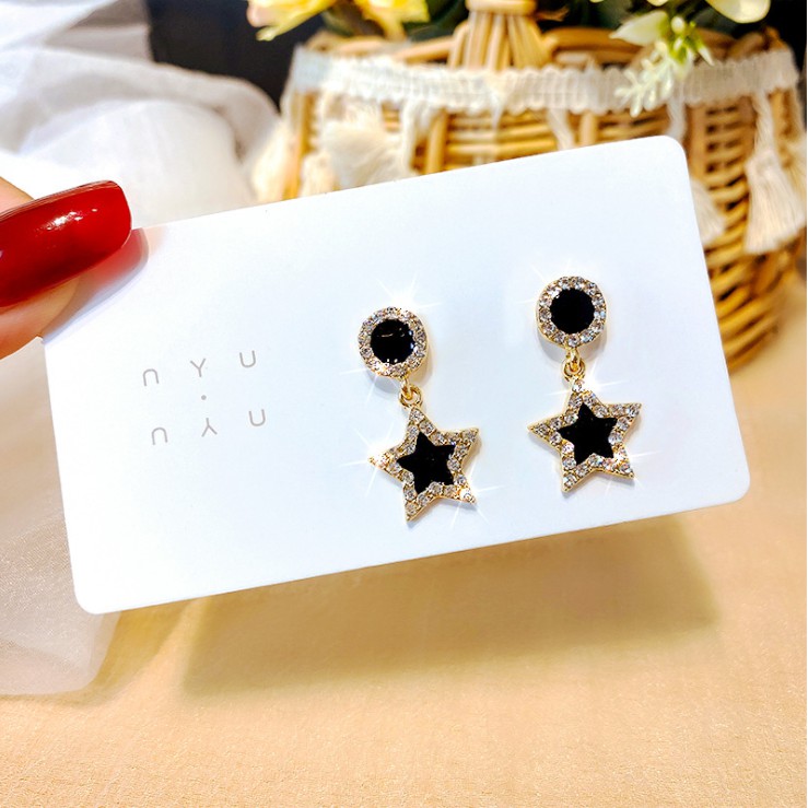 Bông tai nữ Hàn Quốc chất liệu hợp kim không gỉ thiết kế trẻ trung đính đá sang trọng phụ kiện thời trang đẹp