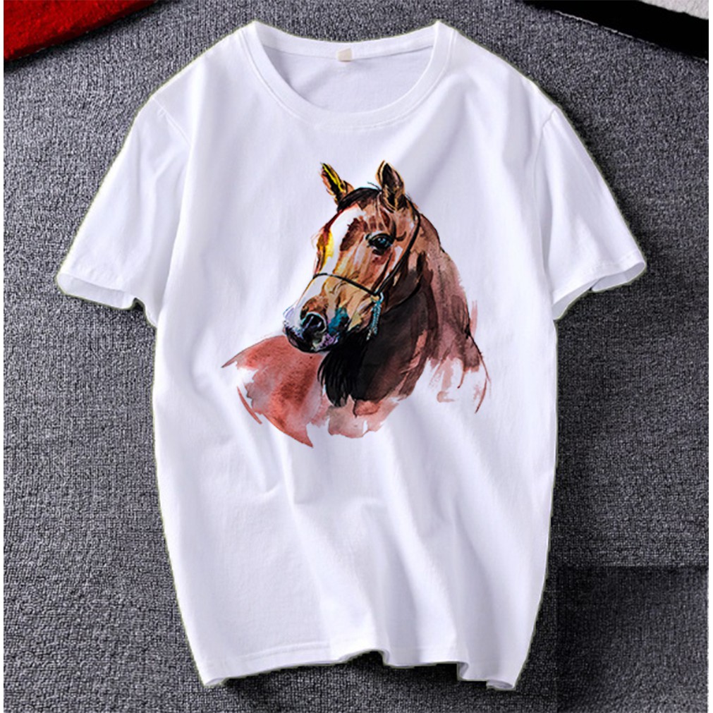 Áo thun Cotton Unisex - 12 Con Giáp - Tuổi Ngọ - Hình vẽ màu nước ...