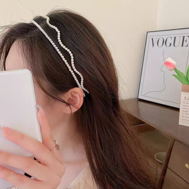 Băng Đô Cài Tóc Đính Pha Lê &amp; Ngọc Trai Hình Bướm Bằng Kim Loại Cho Nữ