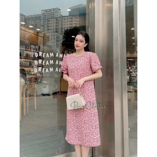 Váy đầm bigsize hoa nhí lụa hồng 45-70kg