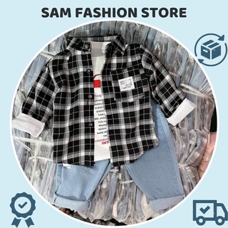 Bộ quần jeans áo sơ mi cho bé trai