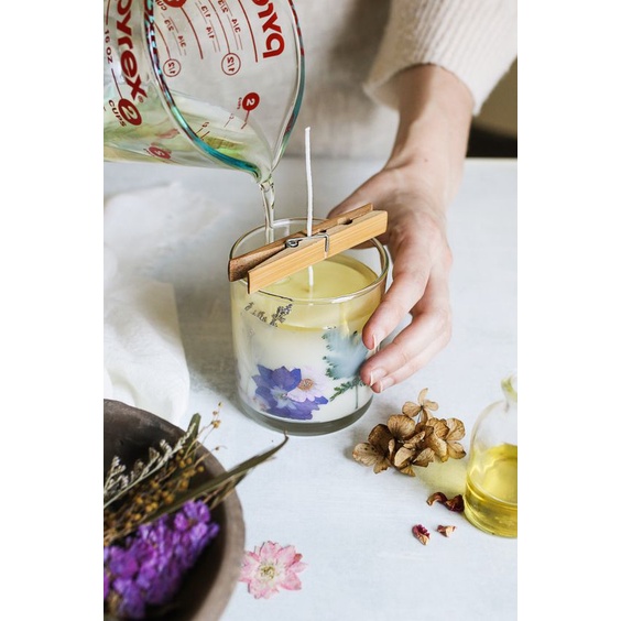 Set Hoa Ép Khô Hỗn Hợp Theo Tông Màu Làm Trang Trí Nến Thơm, Handmade