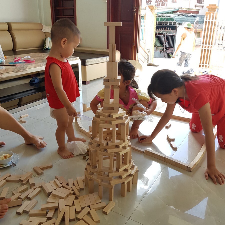 Bộ gỗ xếp hình, đồ chơi rút gỗ thông minh rèn tư duy cho bé loại đẹp - (Rút gỗ + xếp hình + Domino)