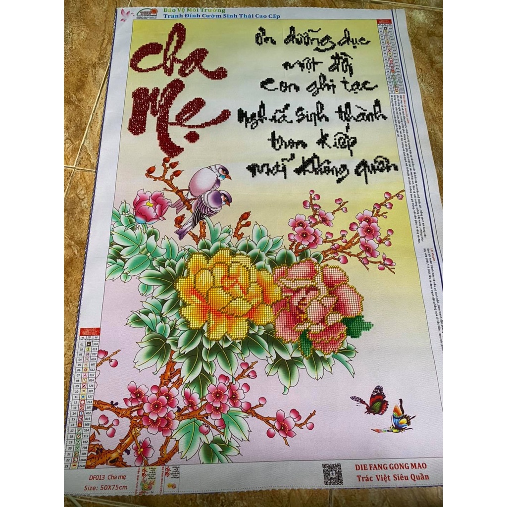 Tranh đính đá -Tranh thêu Cha Mẹ LV461,LV3455 - Kích thước:50x70cm