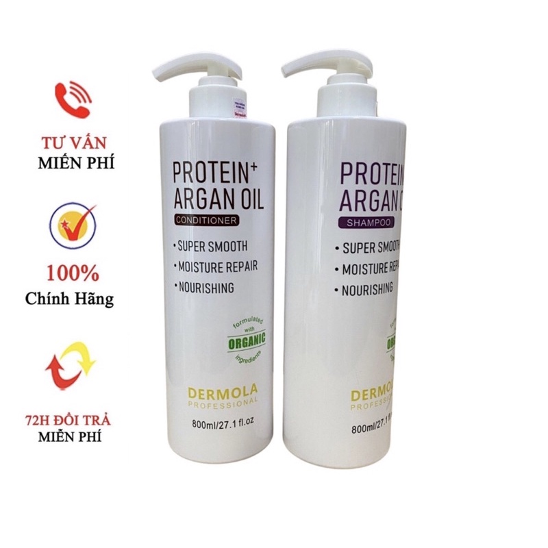 Dầu gội DERMOLA chống rụng tóc dưỡng ẩm phục hồi hương thơm nước hoa cặp 800ML