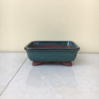 Chậu bonsai Chữ nhật bo mini men hỏa biến gốm Bát tràng 1 size BM-22 -Re2