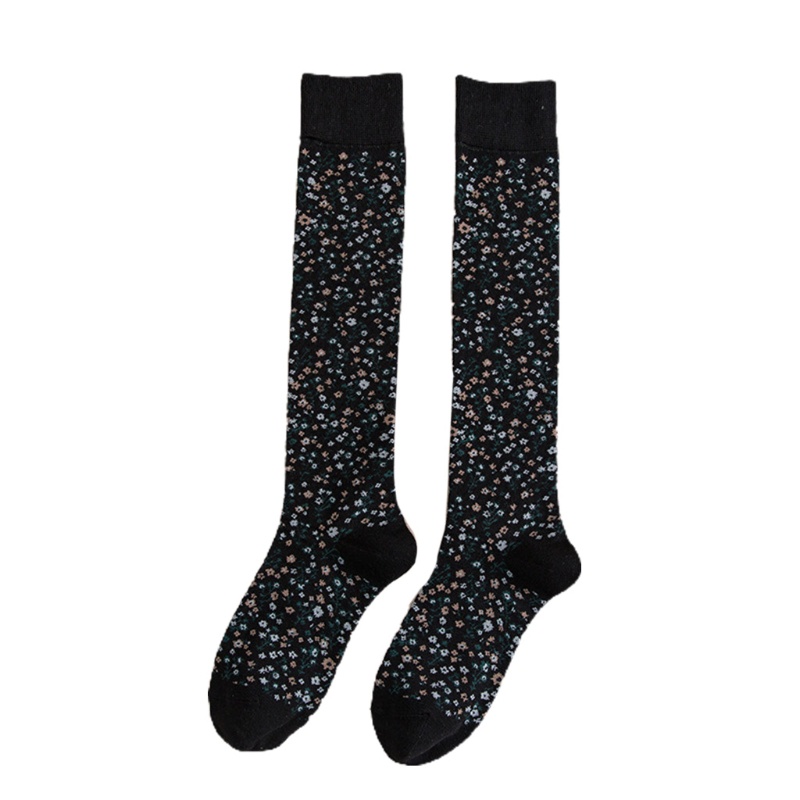 Tất Cotton Dài Qua Gối In Họa Tiết Hoa Nhỏ Phong Cách Harajuku Nhật Bản Cổ Điển Thời Trang Mùa Thu Cho Nữ