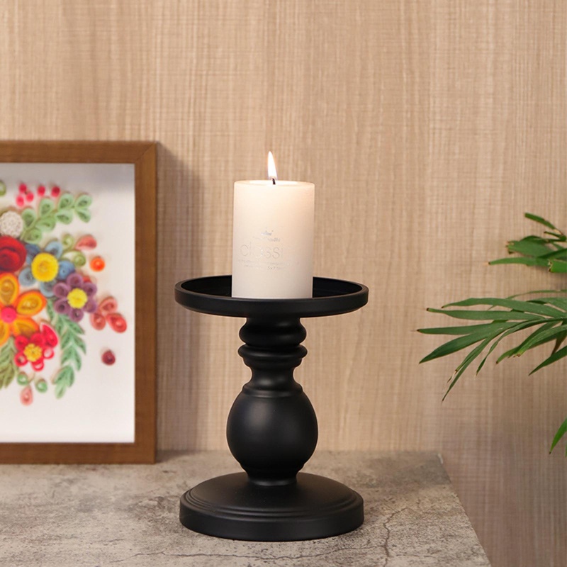 Chân Nến Bằng Sắt Màu Đen Phong Cách Cổ Điển Dùng Trang Trí Bàn Ăn