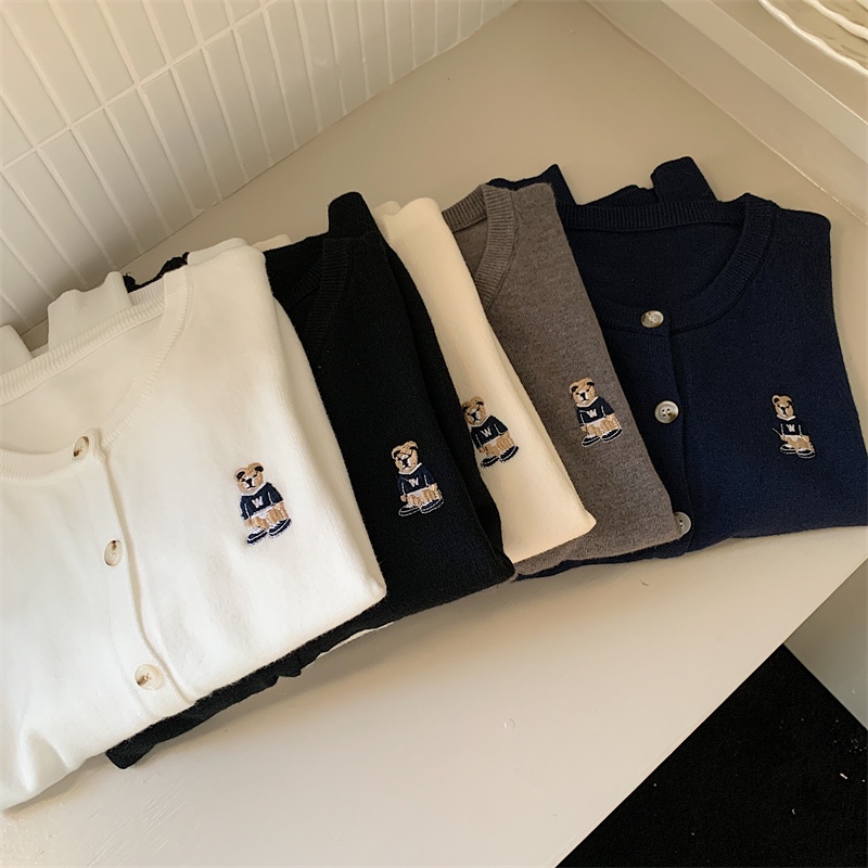 Xiaozhainv Áo Khoác cardigan Dệt Kim Dáng Ngắn Phong Cách retro Hàn Quốc Có 5 Màu Lựa Chọn