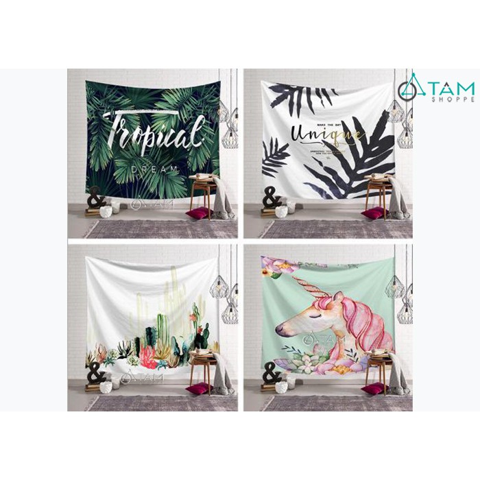 [DÀY ĐẸP- KÈM ĐINH] Tranh vải treo tường phong cách nhiệt đới Tropical khổ 130x150cm TRANH-19