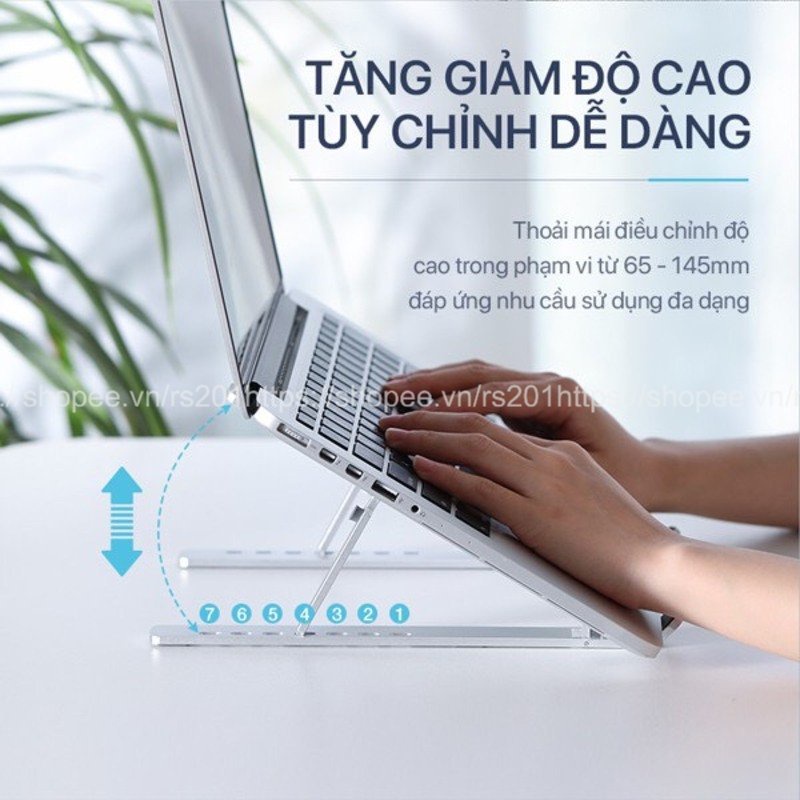 Giá đỡ LAPTOP, MACBOOK, IPAD bằng nhôm có thể điều chỉnh được độ cao, đế tản nhiệt laptop, đế kê laptop nhôm