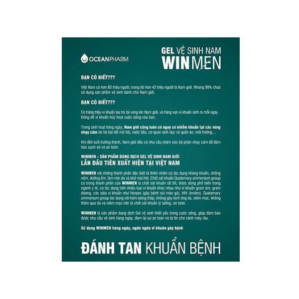 Gel Vệ Sinh Nam Winmen 110ml - Dung Dịch Vệ Sinh Vùng Kín Nam Giới, Kháng Khuẩn, Giữ Ẩm, Hương Bạc Hà Mát Lạnh