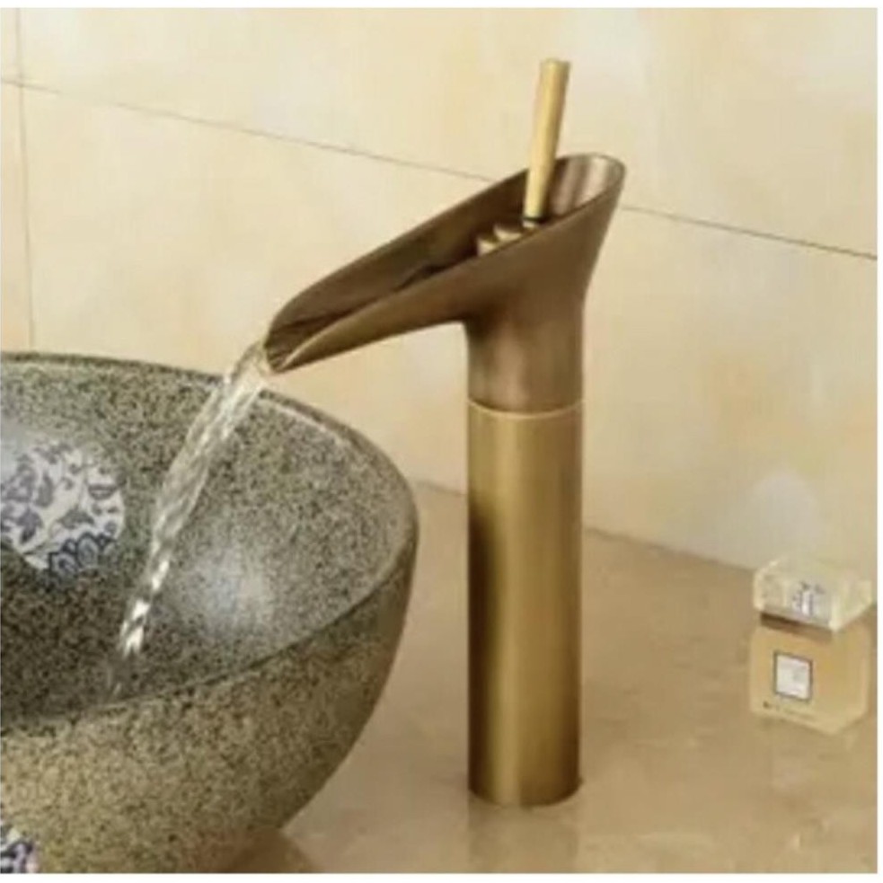 Vòi lavabo nóng lạnh cổ đồng, giả cổ, cổ điển - hàng đồng thau