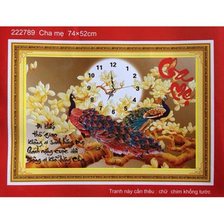 Tranh thêu chữ thập, tranh đính đá đồng hồ cha mẹ