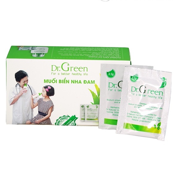 Muối Biển Nha Đam Dr.Green| Hộp 30 gói| Rửa mũi cho bé và người lớn| Hiệu quả với viêm mũi dị ứng, viêm mũi xoang